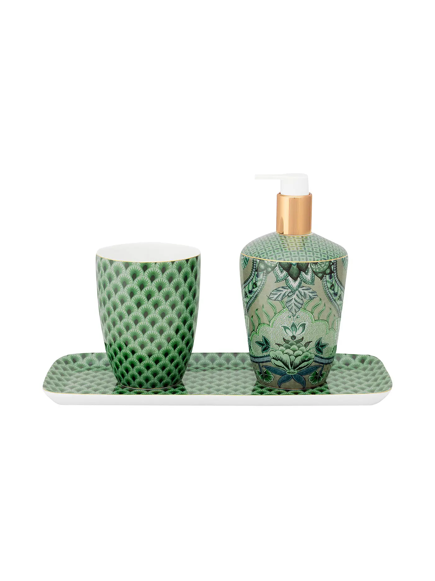 PIP STUDIO | Badaccessoires Set 3tlg Kyoto Festival Dark Pink | hellgrün